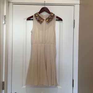 Bar III Cream Chiffon Peter Pan Collar Dress